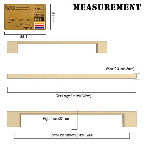 Amerdeco 10 Pack Brushed Brass Cabinet Pulls 7.5" - color: Brushed Brass, size: 7.5" hole center