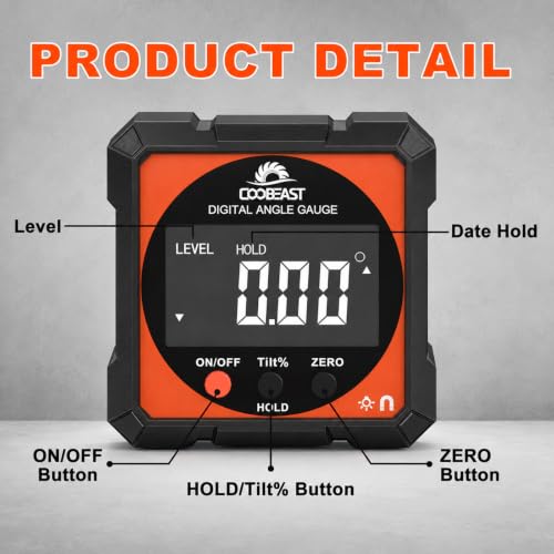 Digital Angle Finder Magnetic Base Compact Digital Level Protractor Black - color: Black