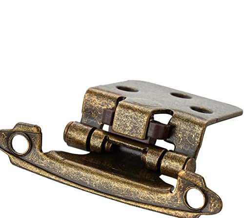 Ravinte Antique Bronze Cabinet Hinges, 1/2 Inch Overlay, 60 Pack (30 Pairs) - color: Antique Brass