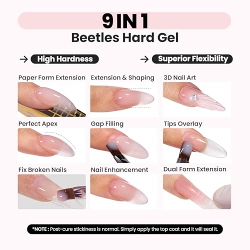 Beetles Hard Gel for Nails Nude Pink, 1 oz 9 in 1 Pink Builder Nail Gel - color: Nude Pink 1 oz
