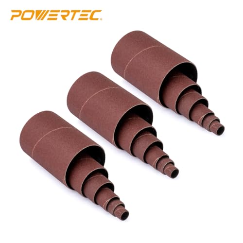 POWERTEC 11240 4.5 Inch Sanding Sleeves for Spindle Sander in 6 Sizes with Assorted Grits 80, 120, 240 | Aluminum Oxide Sandpaper Sanding Sleeve Assortment in Dia. 1/2, 3/4, 1, 1-1/2, 2 & 3-18 PK - style: Assorted Grit Sanding Sleeves (18pk)