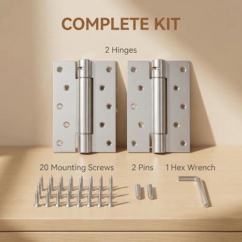 6 Inch Self Closing Door Hinges, Heavy-Duty Adjustable Spring Hinges 304 Stainless Steel, 2-Pack Silver for Residential & Commercial Doors, Outdoor Gates and Marine Use