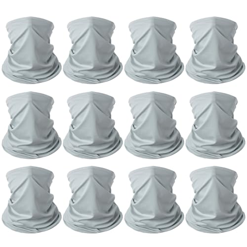 6 Pieces Summer Face Cover Scarf Mens Neck Gaiter For Men Women UV Protection Face Breathable Sun Protection Cycling Running - color: Grey(12-pack)