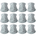 6 Pieces Summer Face Cover Scarf Mens Neck Gaiter For Men Women UV Protection Face Breathable Sun Protection Cycling Running - color: Grey(12-pack)