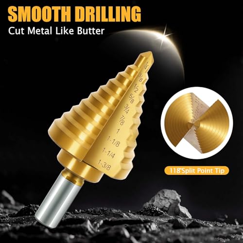 Titanium Step Drill Bit - 4241 HSS Step Bit with Two Straight Grooved - color: 1Pcs Straight