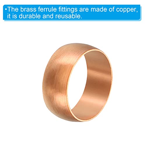 PATIKIL 15mm Tube OD Compression Sleeves Ferrules, 5 Pack Copper Ferrule Fitting Compression Fitting Assortment Kit for Air Water Gas - size: 15mm