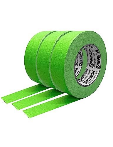 KREFINISH Painters Tape for Cars - Green, No Residue, Automotive Masking Tape - Heat Resistant for Paint Booth, 1.4 Inches x 60 Yards, 3 Rolls - size: 1.41in-3rolls