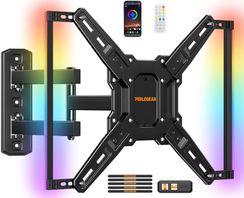Perlegear TV Wall Mount with LED Lights for 28–65 Inch TVs up to 82 lbs - size: for 28-65 inch TVs