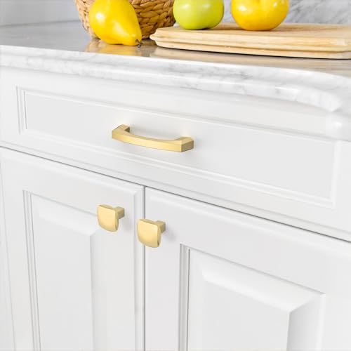 Amerdeco 10 Pack Brushed Gold Cabinet Pulls 3 Inch(76MM) Hole Centers Kitchen Cabinet Handles Hardware Kitchen Handles for Cabinets Cupboard Handles Drawer Pulls ZH0032 - color: Brushed Gold, size: 3"/76MM Hole Center