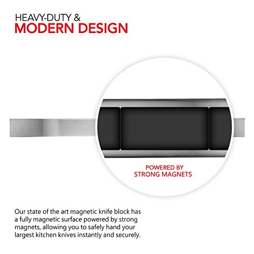 Modern Innovations Magnetic Knife Holder for Wall and Fridge - 24" Knife Magnetic Strip, Magnet Kitchen Knife Holder and Rack, Stainless Steel Magnetic Knife Bar for Kitchen Utensils - size: 24 Inch
