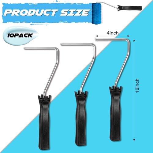 Baderke 10 Pcs 4 Inch Mini Paint Roller Handle, 12 Inch Frame, Black - color: Black, size: 4 Inch, 12 Inch