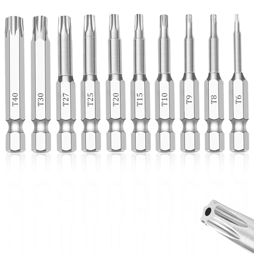 NAUIX 10Pcs Security Torx Bit Set (T6-T40), 2" Long - style: T6-T40