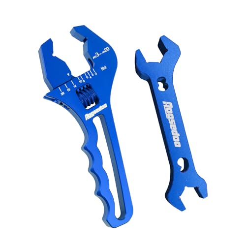 3AN-20AN AN Fitting Wrench AN Fitting Tool for AN Hose Fitting Assembly Adjustable Lightweight Aluminum Blue With Double-ended AN Wrench 6AN Socket-AN8 B-nut Blue - color: Blue, size: 3AN-20AN