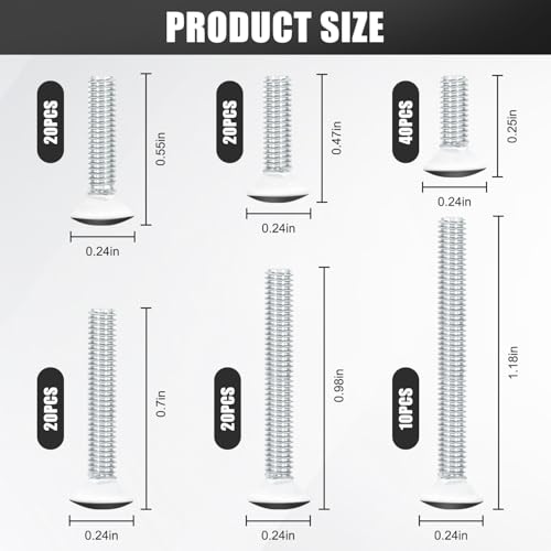 130 Pack Black Outlet Screws 6-32 Thread, Wall Plate Screws for Electrical Cover Panel and Switch Plate, Includes Long Outlet Screws in 6 Sizes (3/8", 9/16", 3/4", 1", 1/2", 1-1/4") (Black) - color: black