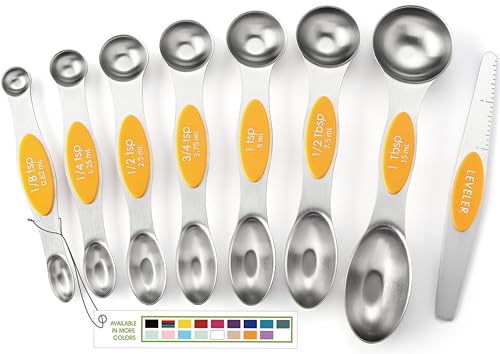 Spring Chef Stainless Steel Magnetic Measuring Spoons Set of 8, Mango - color: Mango, size: 1-Pack