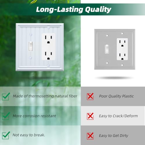White Natural Material Toggle Light Switch/Decorator Switch Plates(2-Pack) - size: Switch/Decorator