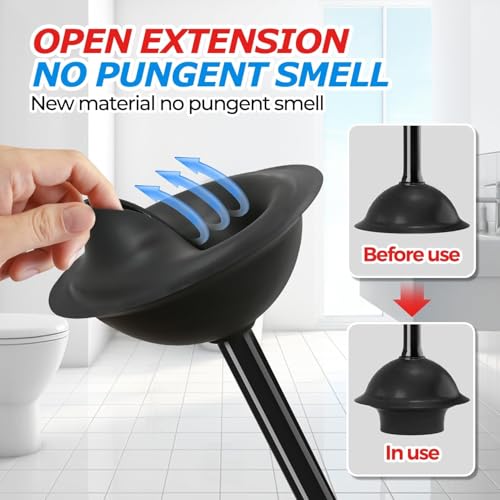 FORASTO 3Pack Toilet Plunger with Holder - Heavy Duty Bathroom Tools - color: Black, size: 3Pack