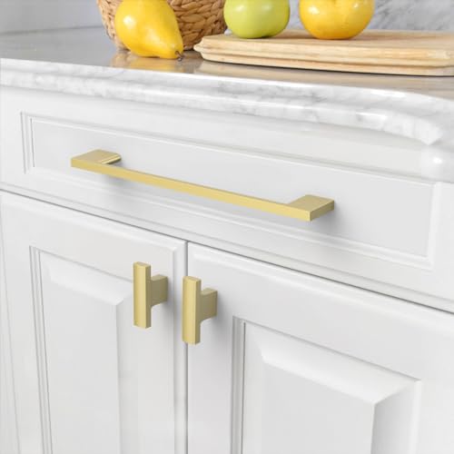 Amerdeco 10 Pack Brushed Gold Cabinet Pulls 7.5" - color: Brushed Gold, size: 7.5" hole center