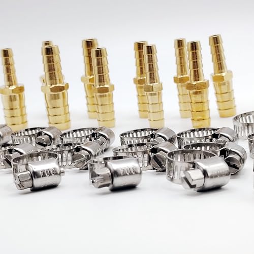 30Pcs Brass Hose Barb Reducer Fittings Assortment, 1/4'' 5/16'' 3/8'' 1/2'' ID Hose Reducing Barbed Connector, Hose Splicer Mender for Air/Oil/water/Gas Hose