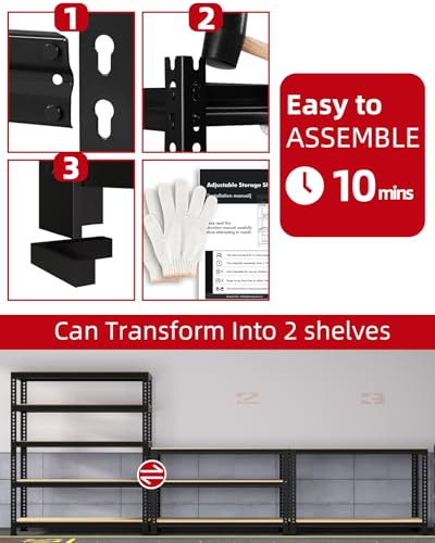 PrimeZone 5-Tier Garage Storage Shelves, Adjustable Metal Shelving, Black - size: 36"W x 16"D x 72"H