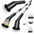 Electric Spin Scrubber for Bathroom, Shower Scrubber with Long Handle - color: Black, size: 3 Brush Heads