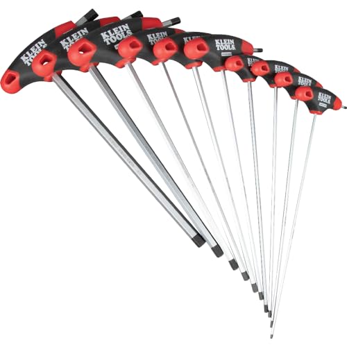 Klein Tools JTH910E T-Handle Hex Key Set, SAE Inch Sizes Allen Wrench Set with 9-Inch Blades, Stand Included, 10-Piece