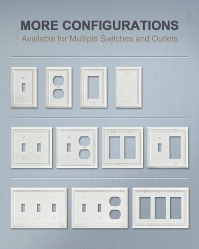 Switch Plates Outlet Covers, 6-Pack Metal Wall Plates, Off White - color: Off White, size: 1 Duplex 6PK