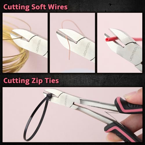 6-Inch Long Reach Diagonal Cutters Mini Long Diagonal Cutting Pliers Side Cutters Pliers Small Wire Cutters for Jewelry Making, Long Reach Pliers Working In Tight Spaces, Pink Tool for Women - style: Diagonal Cutting Pliers