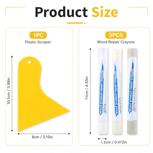 White Wood Filler Sticks, 3 Pack Quick Fix Sticks for Wood Repair