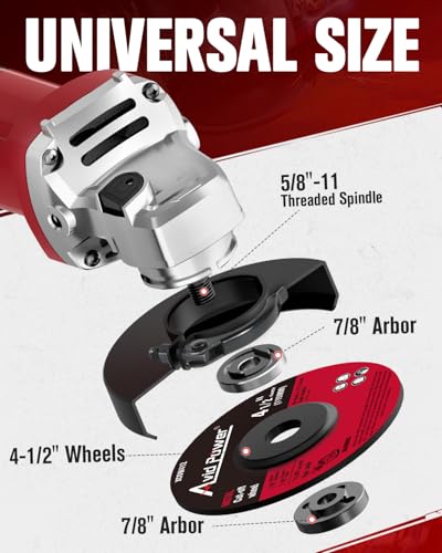 AVID POWER Angle Grinder 7.5-Amp 4-1/2 inch Electric Grinder Power Tools with Grinding Wheels, Cutting Wheels, Flap Disc and Auxiliary Handle for Cutting, Grinding, Polishing & Rust Removal - Dark Red - color: Dark Red