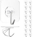 Adhesive Wall Hook, Set Heavy-Duty Thickened self-Adhesive Hook，16Pcs，33lb max Loading，Transparent, Waterproof, Bathroom, Outdoor, Kitchen, Doors, Practical Tools. - size: 2.3″*2.3″ 33lb max