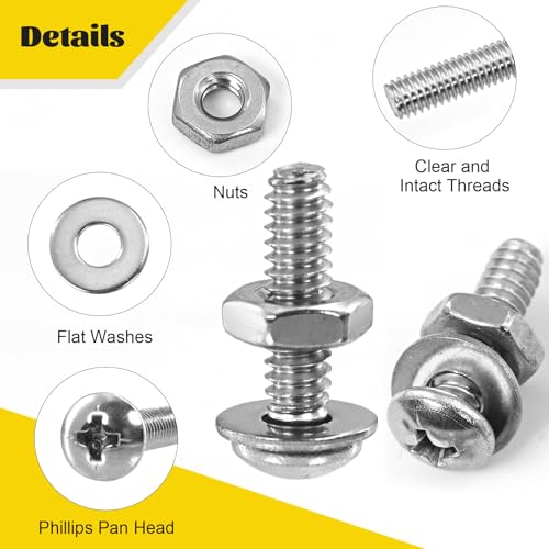 358PCS #6-32#8-32#10-24 Pan Head Machine Screws Nuts Assortment Kit - size: SS #6#8#10 358pcs