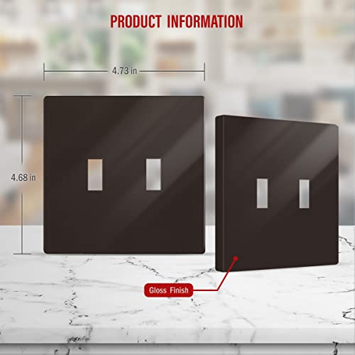 ENERLITES Screwless Double Toggle Light Switch Wall Plate Cover, Brown - color: Brown, size: Screwless