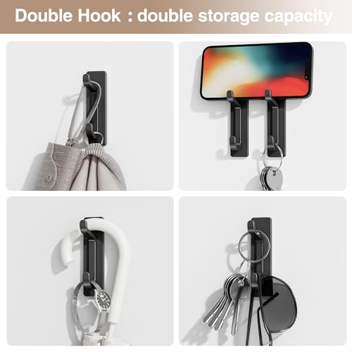 Self Adhesive Wall Hooks for Hanging: Extra Strong 13 LB, Hook for Coat, Towel in Bathrooms, Shower, Kitchen, Wall, Door Hook, Black 4 Pack - color: Black, size: 4 Pack