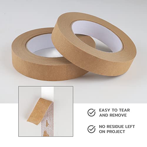 Lichamp 3 Pack Brown Painters Tape 1 inch, Brown Masking Tape 1 inch x 55 Yards x 3 Rolls (165 Total Yards)