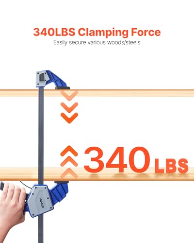 VEVOR Bar Clamps for Woodworking, 2-Pack 24 inch One-Handed Clamp/Spreader, Quick-Grip F-Clamp with 340 lbs Load Limit, Premium Plastic and Carbon Steel, for Woodworking Metal working, Blue + Black - size: 32.87 x 9.49 x 1.38 inch, style: Quick Grip