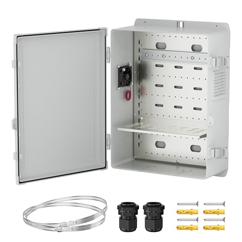 Joinfworld Outdoor Electrical Box 18.1x12.6x6.4 White Waterproof - size: 18.1"x12.6"x6.4" (New Latch)