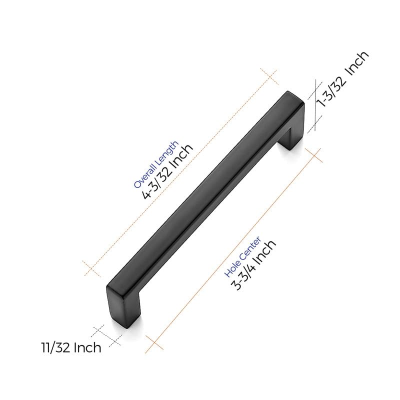 Ravinte Matte Black Cabinet Handles Solid Cabinet Pulls 3-3/4 Inch 5 Pack | Zinc Alloy, Slim Square Bar Grip, Smooth Drawer Pull Feel, Kitchen Cabinet Update, For Cupboards, Dressers, Drawers, Hardware - color: Black, size: Flat Black 3-3/4'' Hole Center