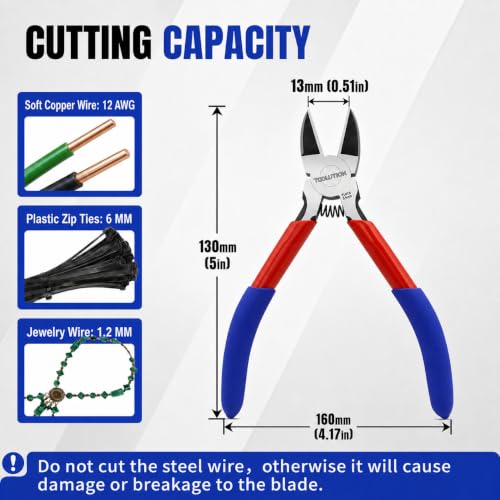5" Small Wire Cutter Diagonal Cutting Plier Flush Cutter -10 Pack - color: 5"- 10 Pack
