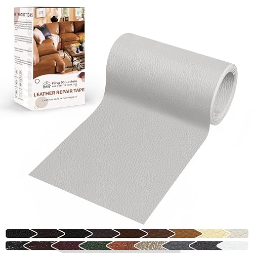 KING MOUNTAIN Leather Repair Patch,4 x 63 Inches self Adhesive Leather Repair Tape for Damaged Leather Furniture, Sofa Seating,Car Seats, Leather Goods(Light Grey) - color: Light Grey, size: 4" x 63"