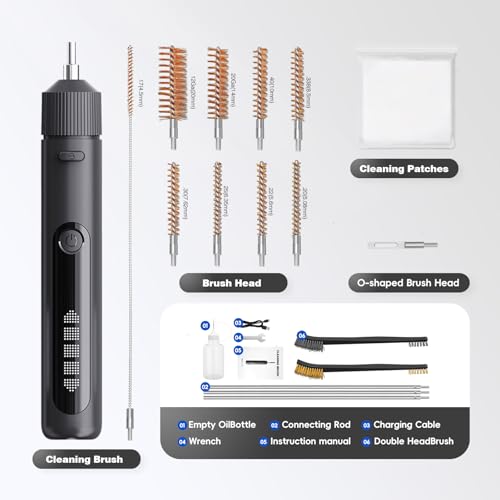 Electric Gun Cleaning Kit Brush Universal Supply for Rifle Handgun Shotgun Pistol Cleaning Brush with Rechargeable Battery, All Calibers and Portable Brush Gun Accessories Gift for Men