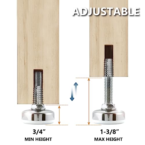 POWERTEC Threaded Leveling Feet 4PK with 3/8"-16 Threaded Inserts, Heavy Duty Adjustable Furniture Levelers with Large Nylon Foot for Cabinets, Benches, Tables & More (71189) - size: Leveling Feet Insert, Set of 4