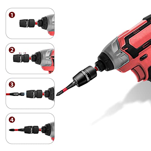 HAUTMEC Quick Release Impact Drill Bit Holder, Universal 1/4" Hex Screwdriver Bit Holder Extension, Shock Absorption & Stability, Solid Alloy Steel, One-Touch Quick Change – HT0162 - size: 1-Pack Quick Release Bit Holder