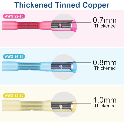 Linkstyle 380PCS Marine Grade Heat Shrink Wire Connectors kit 22-10 AWG, Waterproof Automotive Electrical Terminals Kit, 16-14 22-16 12-10 Gauge Bullet Fork Butt Splices Spade Crimp Connector