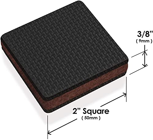 GorillaPads Non Slip Furniture Pads/Floor Gripping Pads (Set of 16 Grips) 2 Inch Square Floor Protectors for Under Furniture, Black, CB142-16 - size: 2" Square 16 Pack