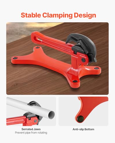 VEVOR Portable Pipe Vise, Lightweight Aluminum Pipe Clamp for 1/8" to 1-1/2" Pipe, Quick Grab Self-Adjusting Wrench for Pipe Cutting, Threading, Clamping, Ideal for Plumbing Repair