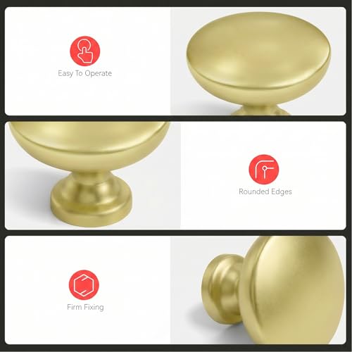 homdiy 25 Pack 1-3/16in Gold Cabinet Knobs Dresser Closet Knobs - color: Gold