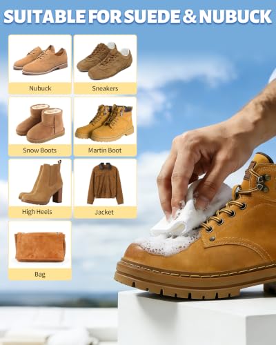 Jevvu Suede Shoe Cleaner, Suede Cleaning Kit with Brush & Towel for Suede, Nubuck, Leather, Boots, Trainer