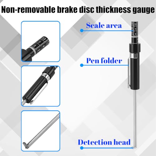 Zpana Car Brake Pad Thickness Gauge, 1.5mm-11mm Vehicle Internal External Brake Pad Tester Measuring Tool with Scale, Automotive Thickness Base Plate Gauge Detection Pen, Universal Fit