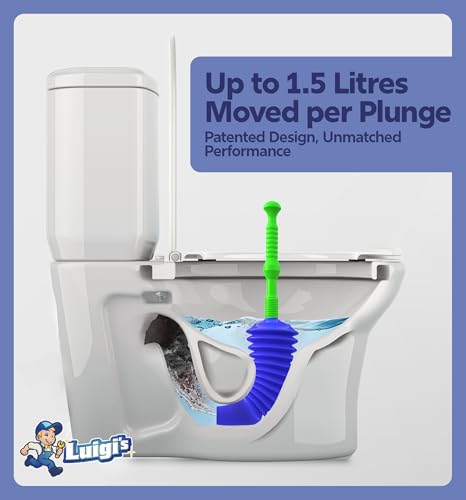 Luigi's Toilet Plunger - Unclogger Plungers for Bathroom - Heavy Duty Clog Remover with Effective Unblocker Bellows Design - Remover Tool to Unblock Toilet Blockage - Blue - size: Blue Toilet Plunger